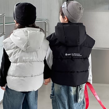 Dječja zimska vesta s tvrdim vanjskim slojem, punilo od pamuka, poliester tkanina, korejski stil, za djecu 8+ godina