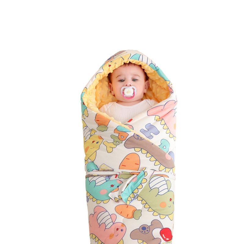 Dječja swaddle deka s pliš teksturom točkica, za novorođenčad, sve sezone, sintetička vlakna