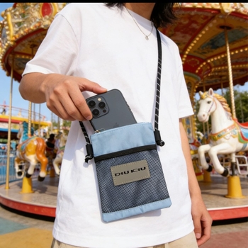 Unisex torbica za telefon s horizontalnim kvadratnim oblikom, zatvaračem, unutarnjim mrežastim pretincem, Oxford tkanina