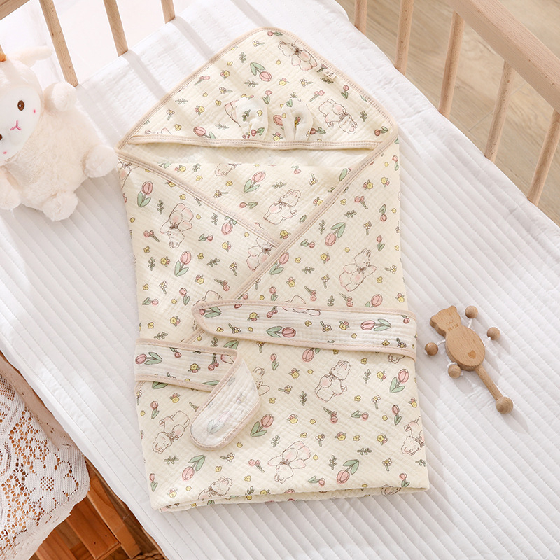 Novorodenecká zavinovačka so 4 vrstvami krepu, z čistej bavlny a gázy, ľahká, do 0,5 kg, pre deti do 1 roka, jar–jeseň