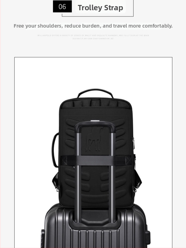 WILLIAMPOLO taška na notebook pre mužov — obchodné cestovanie, syntetická koža, kapacita pod 20 l, oblúkový ramenný remienok, vodeodolný