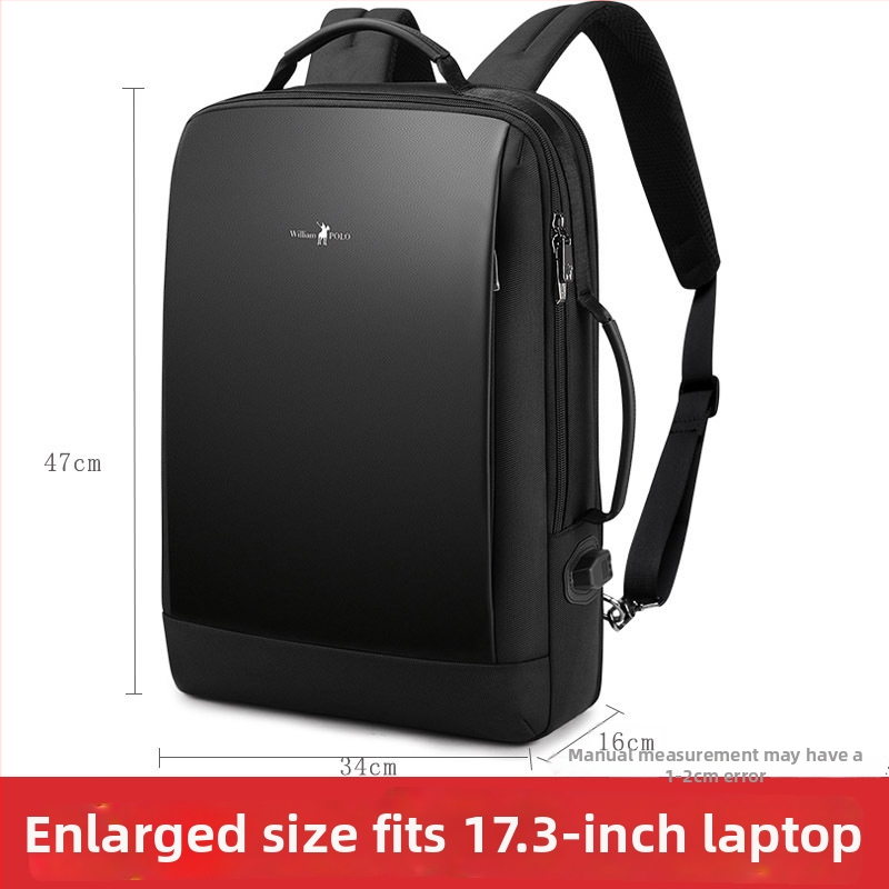 WILLIAMPOLO taška na notebook pre mužov — obchodné cestovanie, syntetická koža, kapacita pod 20 l, oblúkový ramenný remienok, vodeodolný