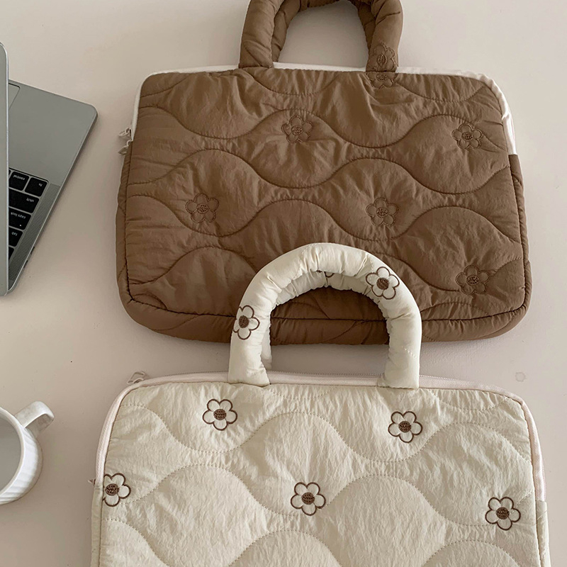 Geantă laptop tote cu broderie florală în stil japonez, material nylon, căptușeală poliester, design care reduce povara