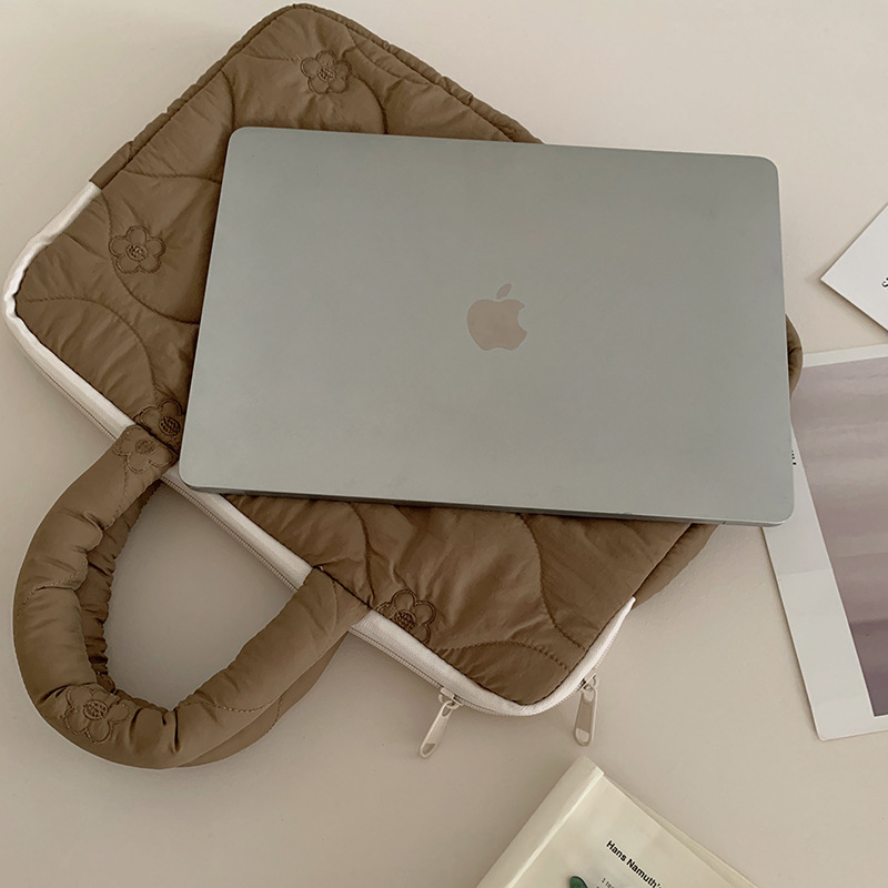 Geantă laptop tote cu broderie florală în stil japonez, material nylon, căptușeală poliester, design care reduce povara