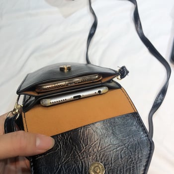 Geantă de telefon crossbody în stil coreean, din PU piele, închidere cu capac, formă vertical pătrată, clips interior pentru bancnote