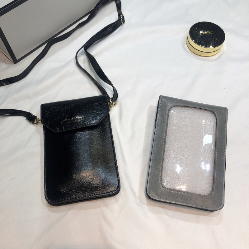 Geantă de telefon crossbody în stil coreean, din PU piele, închidere cu capac, formă vertical pătrată, clips interior pentru bancnote