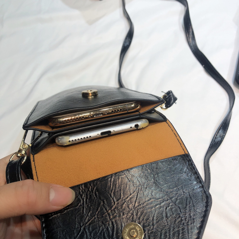 Geantă de telefon crossbody în stil coreean, din PU piele, închidere cu capac, formă vertical pătrată, clips interior pentru bancnote