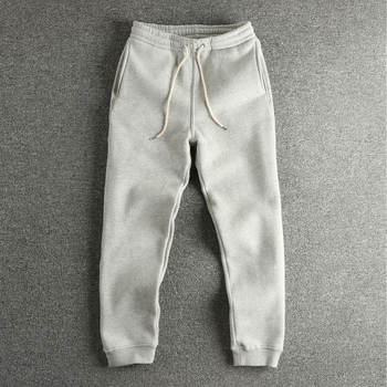 Muške trenirke hlače od 100% pamuka s fleeceom, širokog kroja, srednji pojas, 380 g teža tkanina