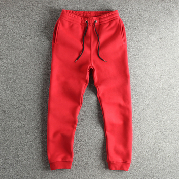 Muške trenirke hlače od 100% pamuka s fleeceom, širokog kroja, srednji pojas, 380 g teža tkanina