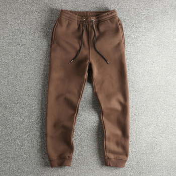 Muške trenirke hlače od 100% pamuka s fleeceom, širokog kroja, srednji pojas, 380 g teža tkanina