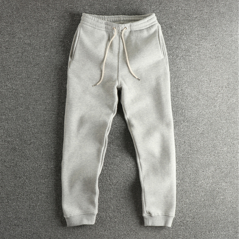 Muške trenirke hlače od 100% pamuka s fleeceom, širokog kroja, srednji pojas, 380 g teža tkanina