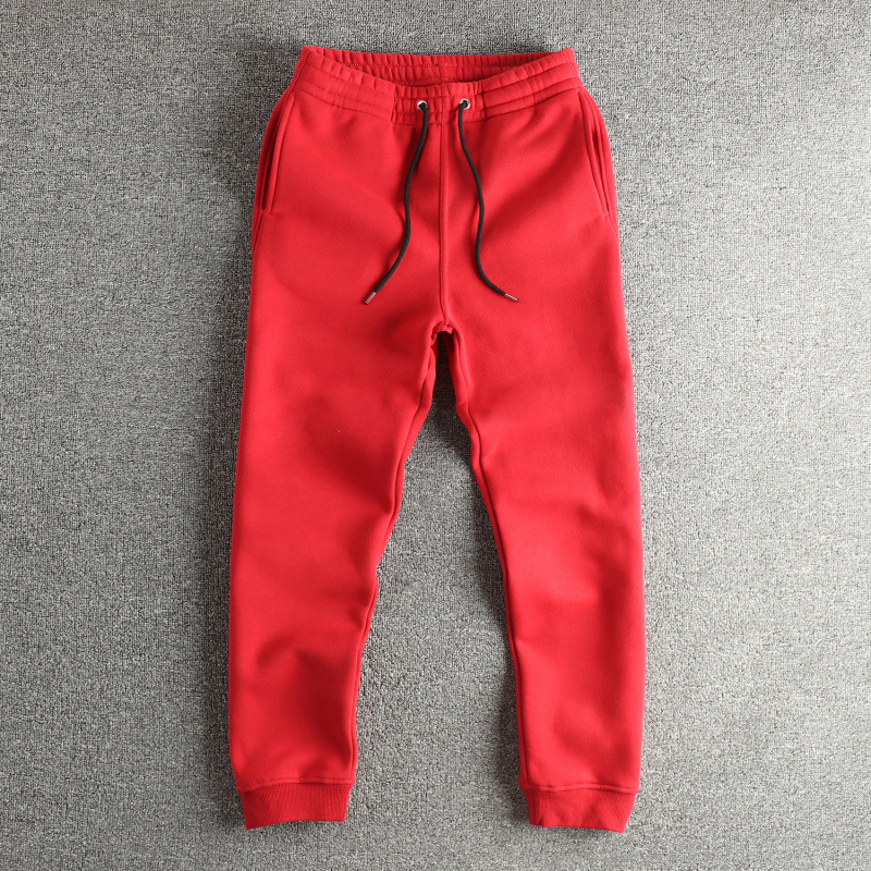 Muške trenirke hlače od 100% pamuka s fleeceom, širokog kroja, srednji pojas, 380 g teža tkanina