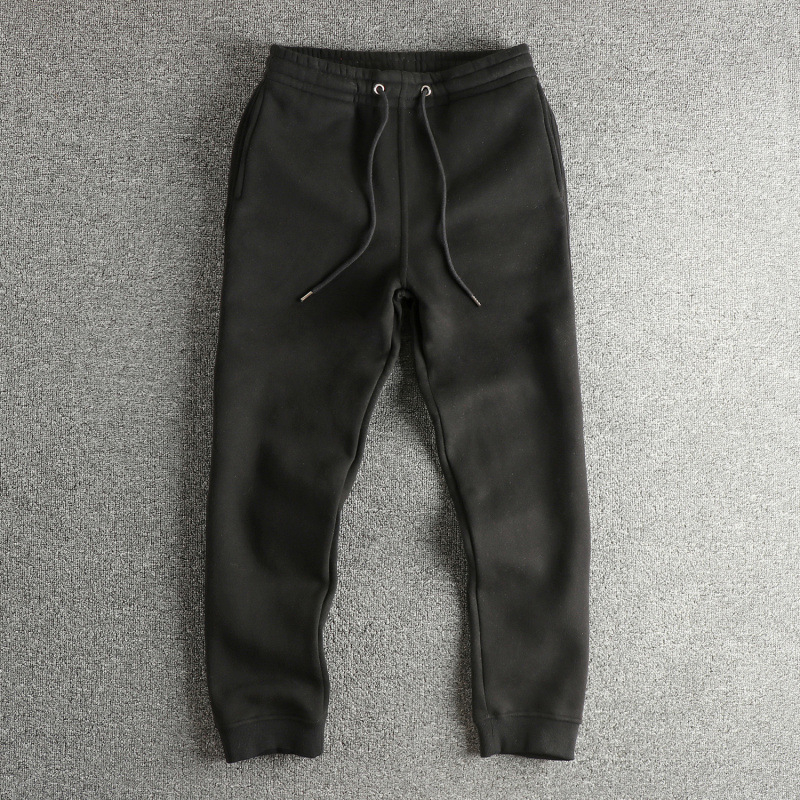 Muške trenirke hlače od 100% pamuka s fleeceom, širokog kroja, srednji pojas, 380 g teža tkanina