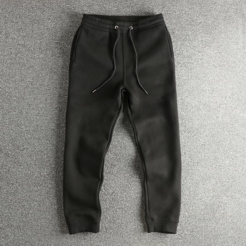 Muške trenirke hlače od 100% pamuka s fleeceom, širokog kroja, srednji pojas, 380 g teža tkanina