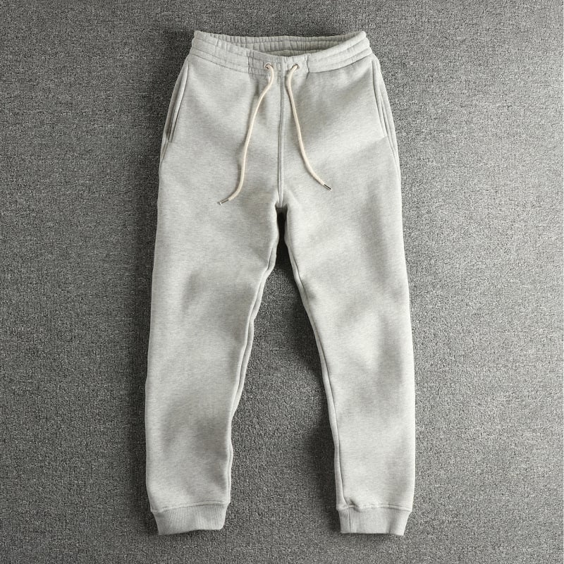 Muške trenirke hlače od 100% pamuka s fleeceom, širokog kroja, srednji pojas, 380 g teža tkanina