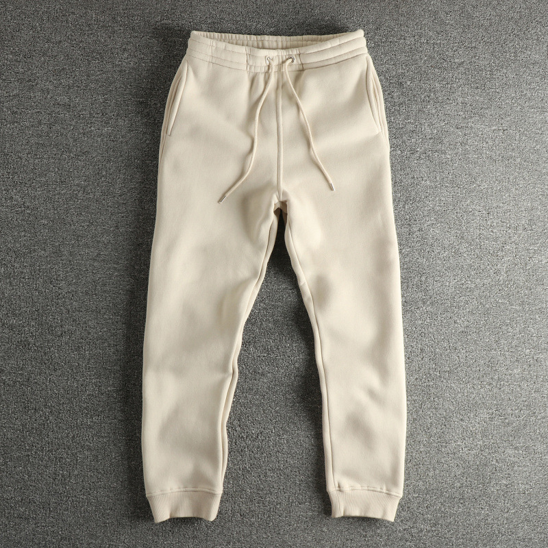 Muške trenirke hlače od 100% pamuka s fleeceom, širokog kroja, srednji pojas, 380 g teža tkanina