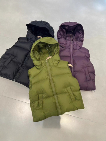 Παιδικό γιλέκο με κουκούλα σε κορεατικό στυλ, γέμισμα από down πάπιας 50–55%, παχυσμένο