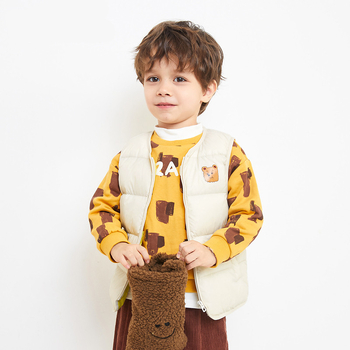 Παιδικό γιλέκο με πούπουλα χωρίς μανίκια, για αγόρια και κορίτσια, φθινόπωρο 2023, γέμισμα από λευκό πούπουλο πάπιας, εξωτερικό ύφασμα πολυεστέρα, επένδυση νάιλον