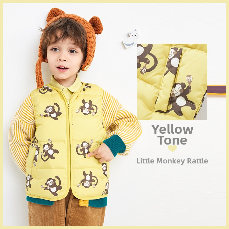 Παιδικό γιλέκο με πούπουλα χωρίς μανίκια, για αγόρια και κορίτσια, φθινόπωρο 2023, γέμισμα από λευκό πούπουλο πάπιας, εξωτερικό ύφασμα πολυεστέρα, επένδυση νάιλον