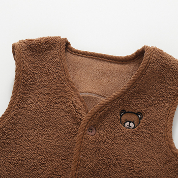 Vesta pentru copii pentru iarnă, căptușită cu fleece, țesătură poliester, umplutură poliester, închidere cu nasturi
