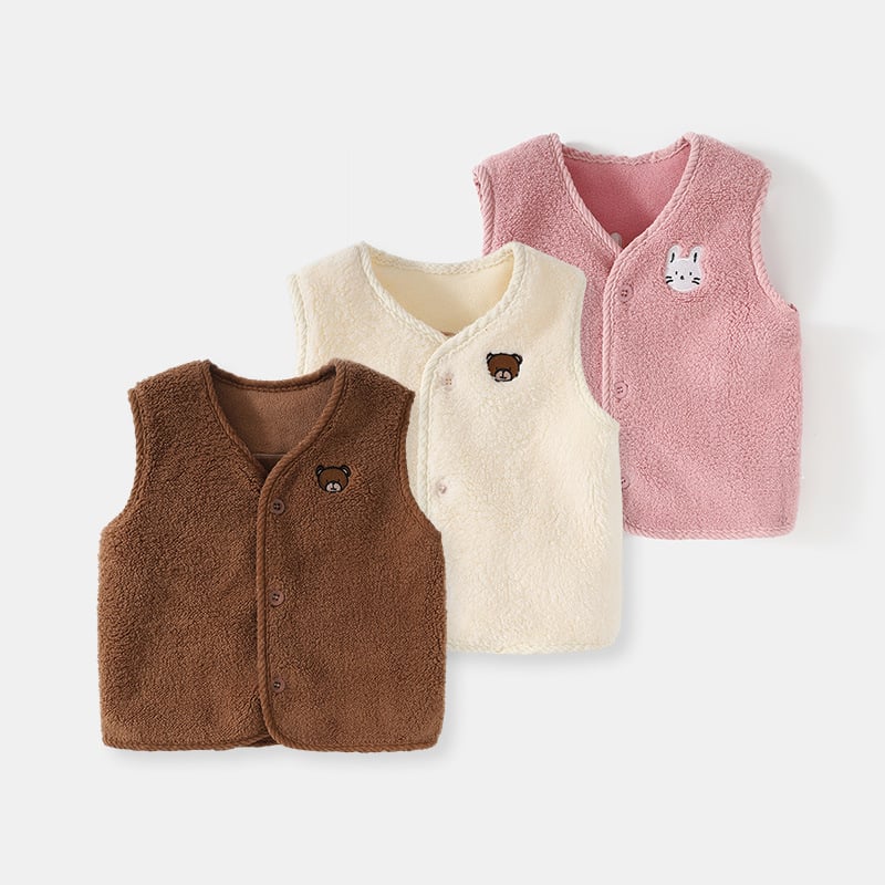 Vesta pentru copii pentru iarnă, căptușită cu fleece, țesătură poliester, umplutură poliester, închidere cu nasturi