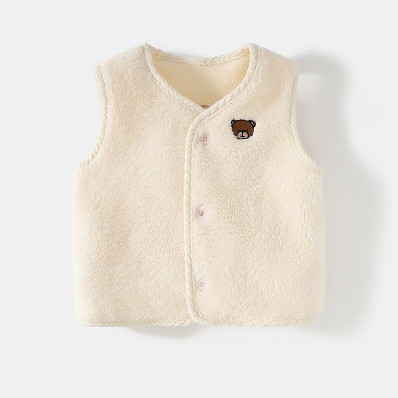 Vesta pentru copii pentru iarnă, căptușită cu fleece, țesătură poliester, umplutură poliester, închidere cu nasturi