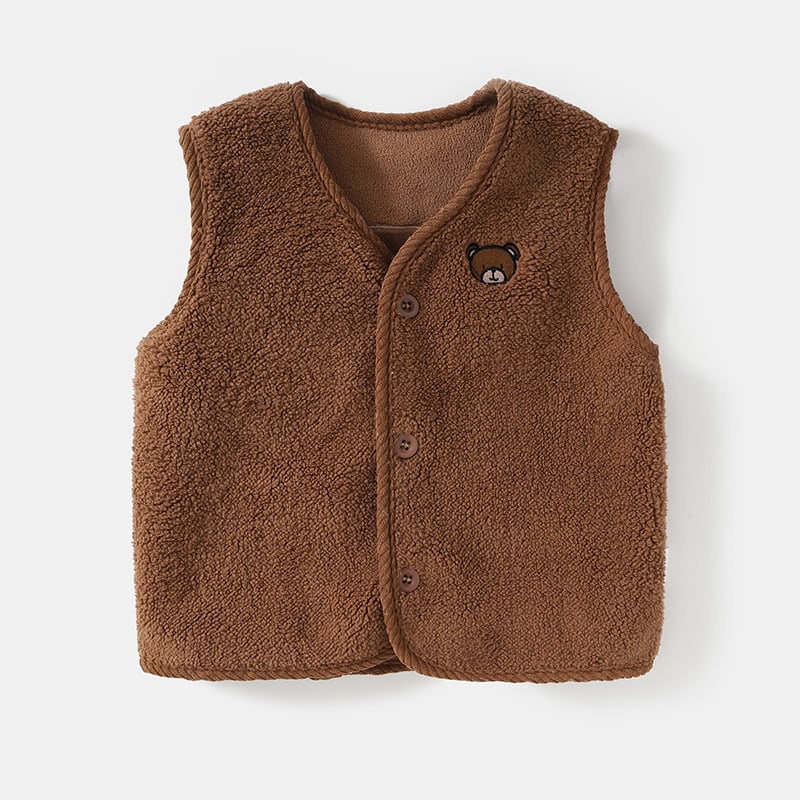 Vesta pentru copii pentru iarnă, căptușită cu fleece, țesătură poliester, umplutură poliester, închidere cu nasturi
