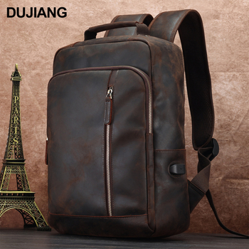 Pravá kožená taška na notebook 15,6-palcový, objem pod 20 L, USB port, odolný chrbtový panel