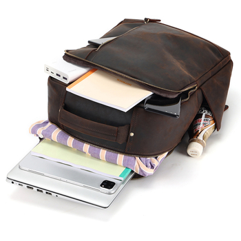 Pravá kožená taška na notebook 15,6-palcový, objem pod 20 L, USB port, odolný chrbtový panel