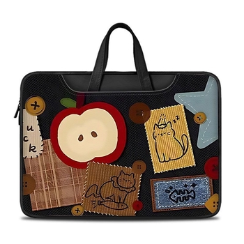 Torba za prijenosno računalo s simpatičnim cartoon motivom, PU materijal, vodootporna i otporna na trošenje, dvostruka upotreba — ručna i naramenica, kompatibilna s Apple/Huawei/Xiaomi/Xiaoxin