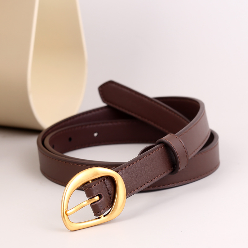 Curea pentru femei din piele naturală – piele de vită în strat superior, cataramă din aliaj, închidere cu știft, lățime 2–4 cm