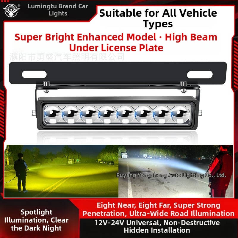 Lampa na poznávaciu značku s 8 LED, hliníkové puzdro, 8–85V, dlhý dosah pre terénne vozidlá