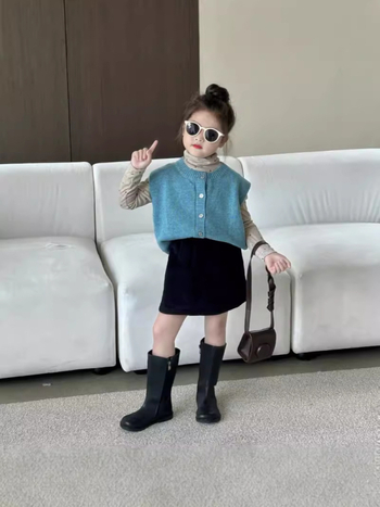 Gyerek pamut kötött mellény - Casual pulóver, 95% pamut, 3–8 évesek, Tavasz–Ősz