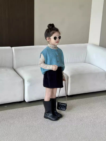 Gyerek pamut kötött mellény - Casual pulóver, 95% pamut, 3–8 évesek, Tavasz–Ősz