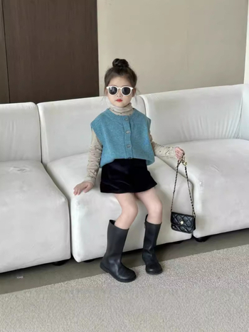 Gyerek pamut kötött mellény - Casual pulóver, 95% pamut, 3–8 évesek, Tavasz–Ősz