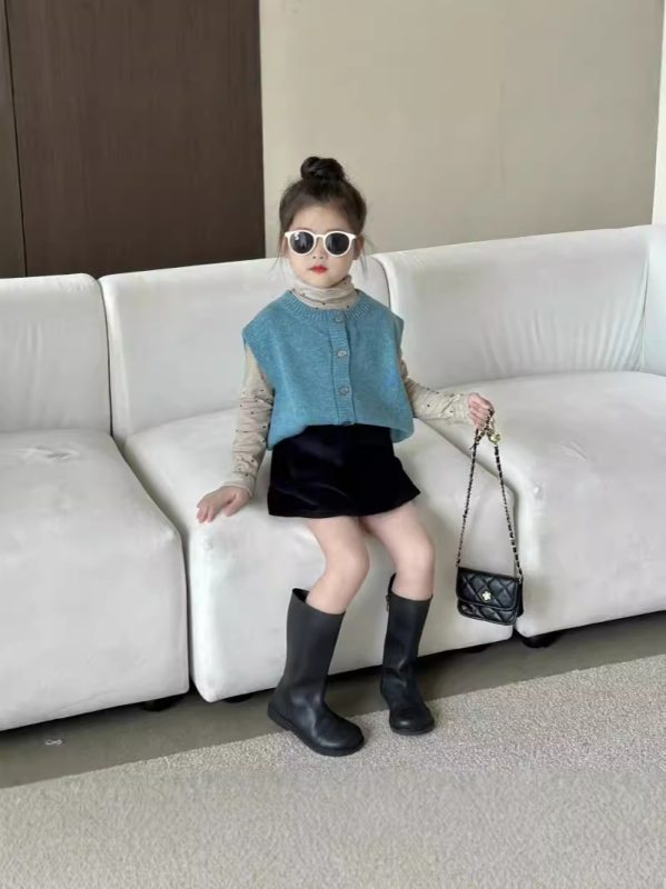 Gyerek pamut kötött mellény - Casual pulóver, 95% pamut, 3–8 évesek, Tavasz–Ősz