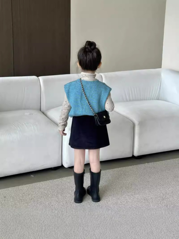 Gyerek pamut kötött mellény - Casual pulóver, 95% pamut, 3–8 évesek, Tavasz–Ősz