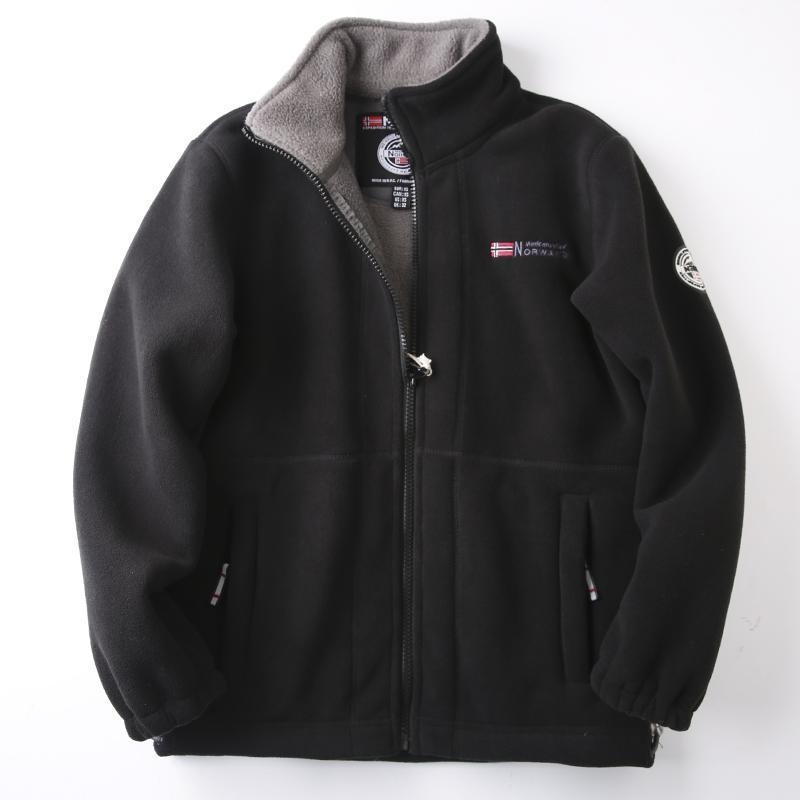 Geacă de polar pentru bărbați, cu două fețe, gros, guler înălțat, fermoar, mâneci lungi, lungime normală