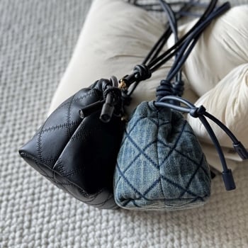 Geantă crossbody din piele de vită, model Cloud, închidere cu șnur, stil urban, buzunar pentru telefon, căptușeală poliester