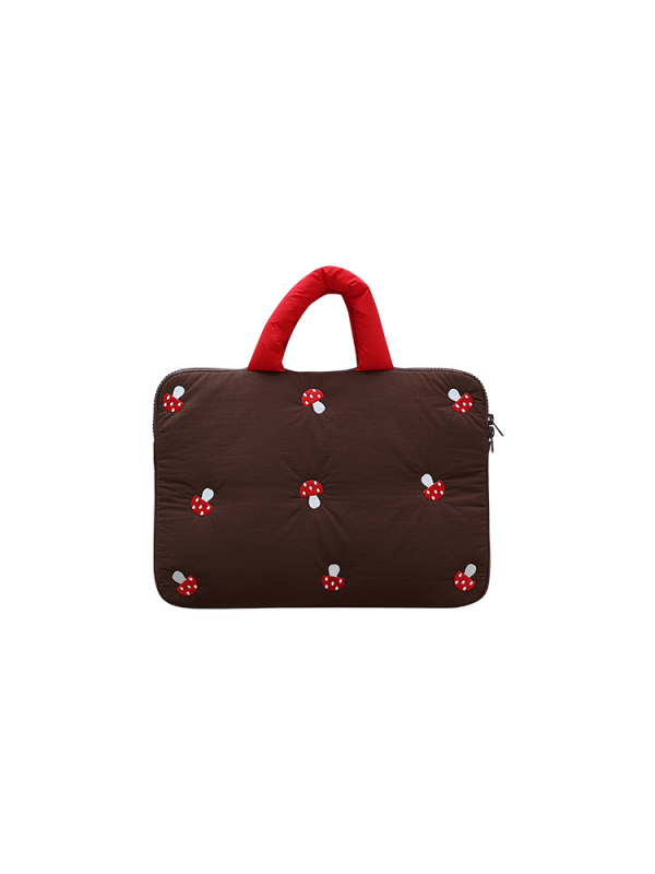 Torba za laptop preko ramena s izvezenim motivom gljive - lagana, prozračna poliesterska tkanina, geometrijski uzorak