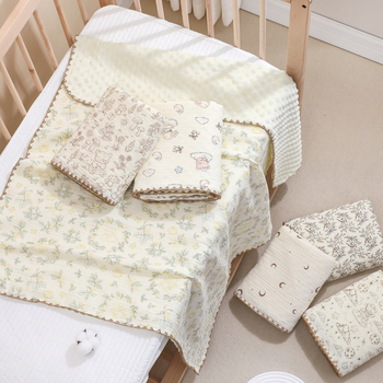 Pătură pentru bebeluși din bumbac 100% cu model desen animat, liniștitoare pentru toate sezoanele