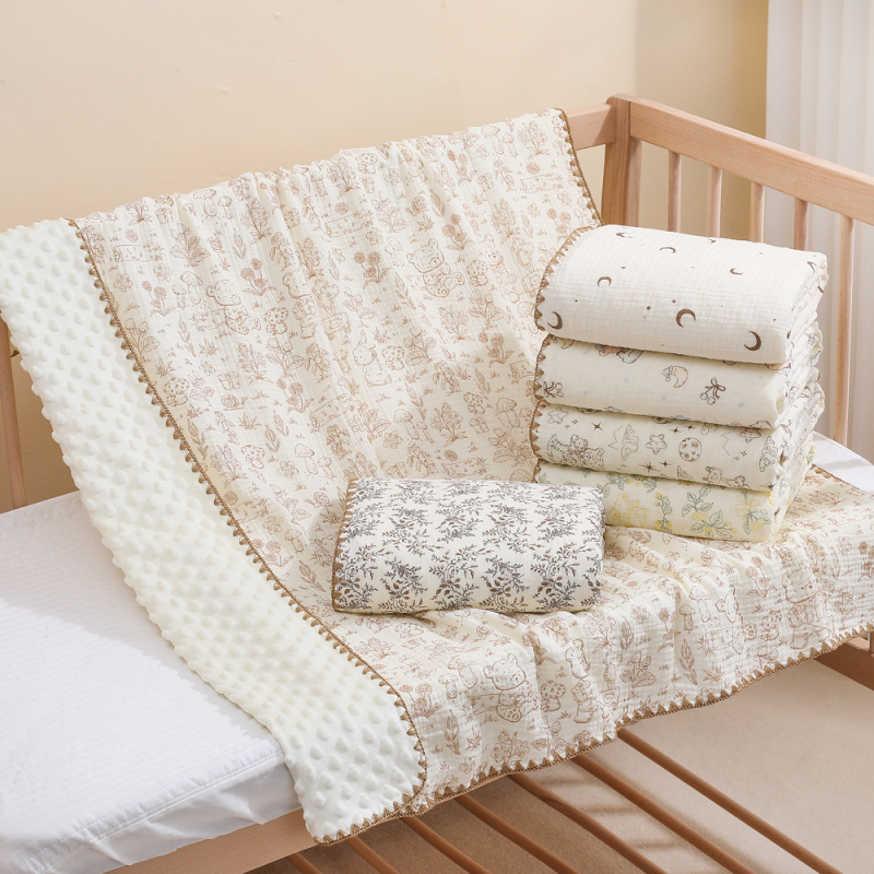 Pătură pentru bebeluși din bumbac 100% cu model desen animat, liniștitoare pentru toate sezoanele