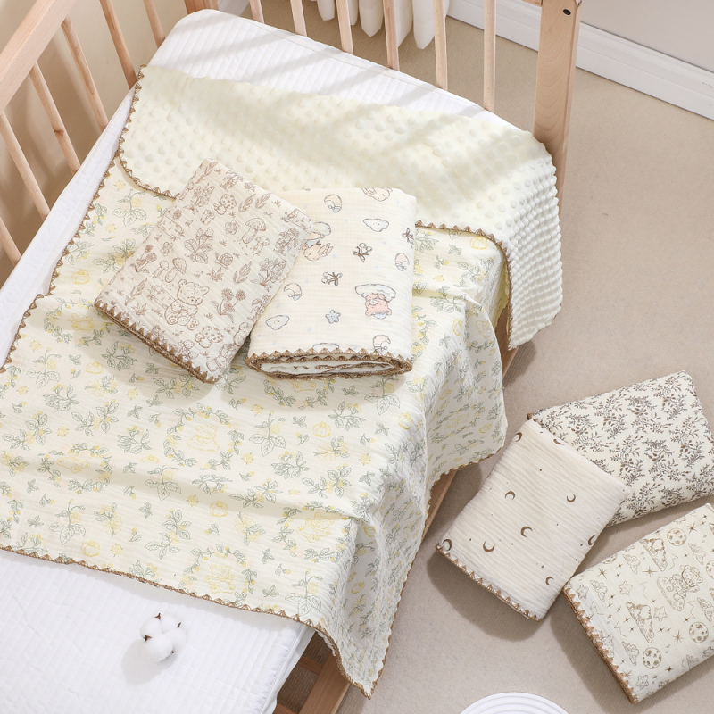 Pătură pentru bebeluși din bumbac 100% cu model desen animat, liniștitoare pentru toate sezoanele