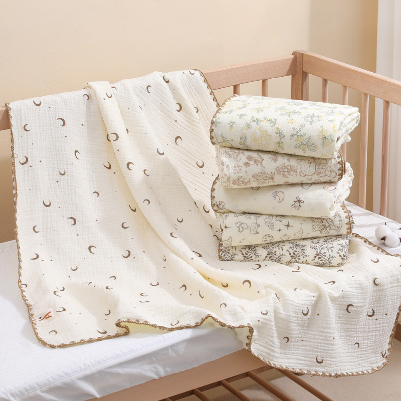 Pătură pentru bebeluși din bumbac 100% cu model desen animat, liniștitoare pentru toate sezoanele