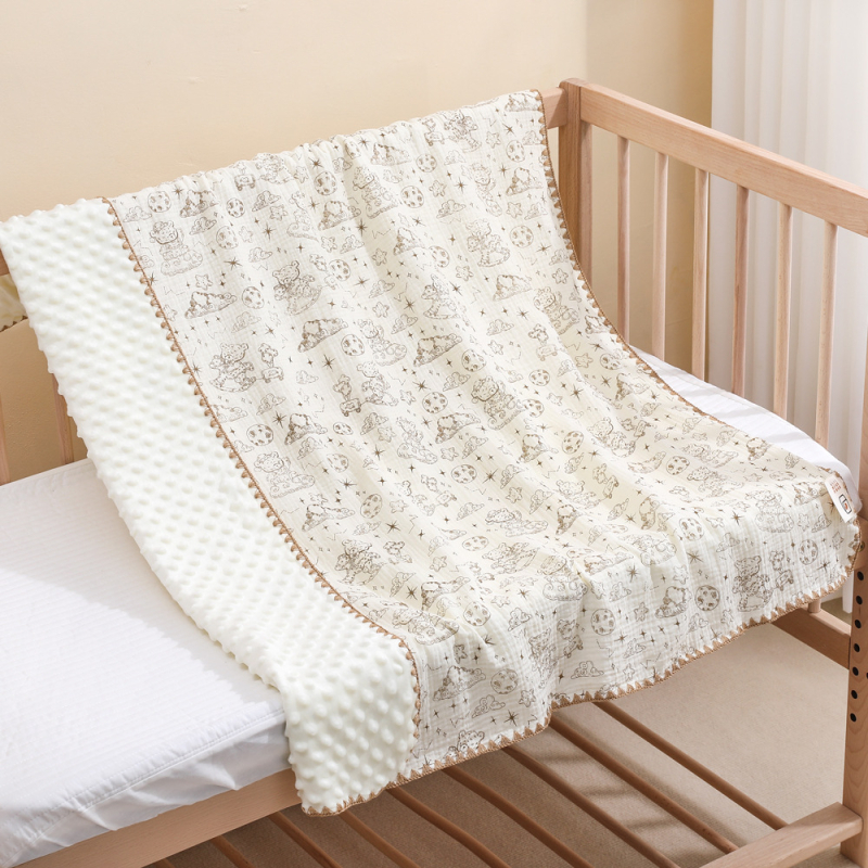 Pătură pentru bebeluși din bumbac 100% cu model desen animat, liniștitoare pentru toate sezoanele