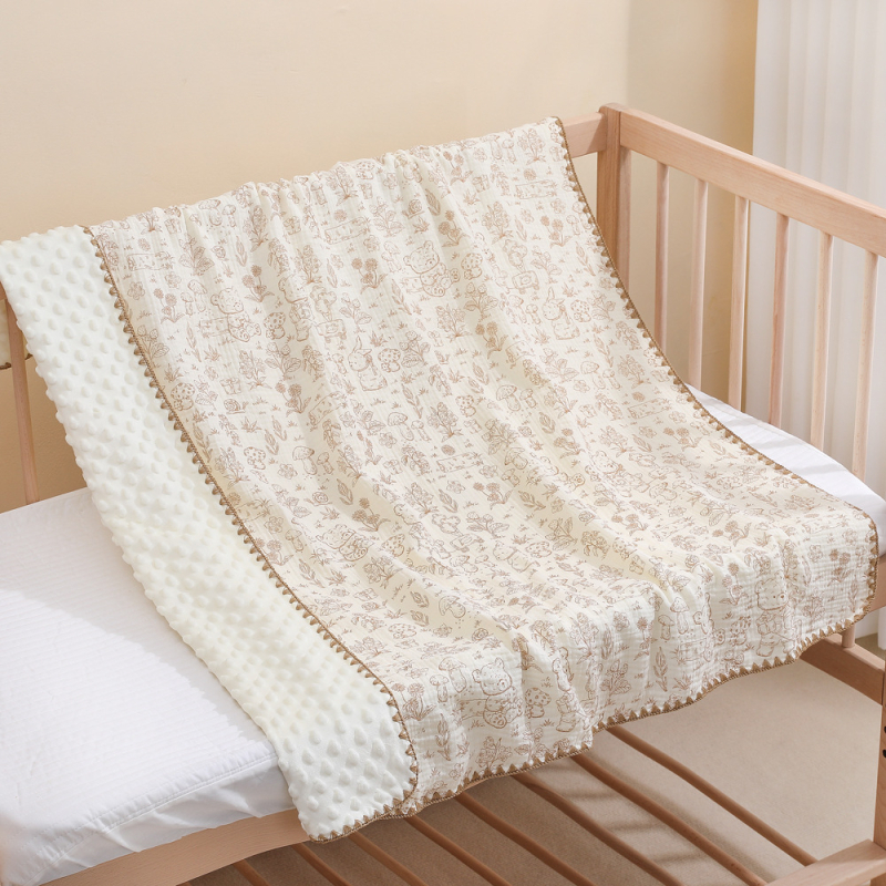 Pătură pentru bebeluși din bumbac 100% cu model desen animat, liniștitoare pentru toate sezoanele