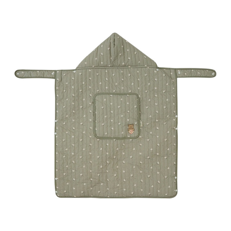 Korejskog stila debela dječja deka s kapuljačom za jesen/zimu — vjetrootporna deka za kolica, 100% pamuk; težina 300–500 g; pogodno za novorođenčad do 6 godina