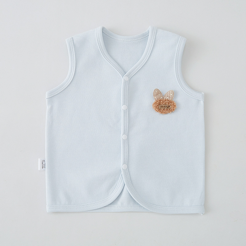 Бебешки памучен елек за пролет и есен, 95% памук, за деца 0–1 г., стил кардиган, подплата памук, едноредово закопчаване, модел едноцветен