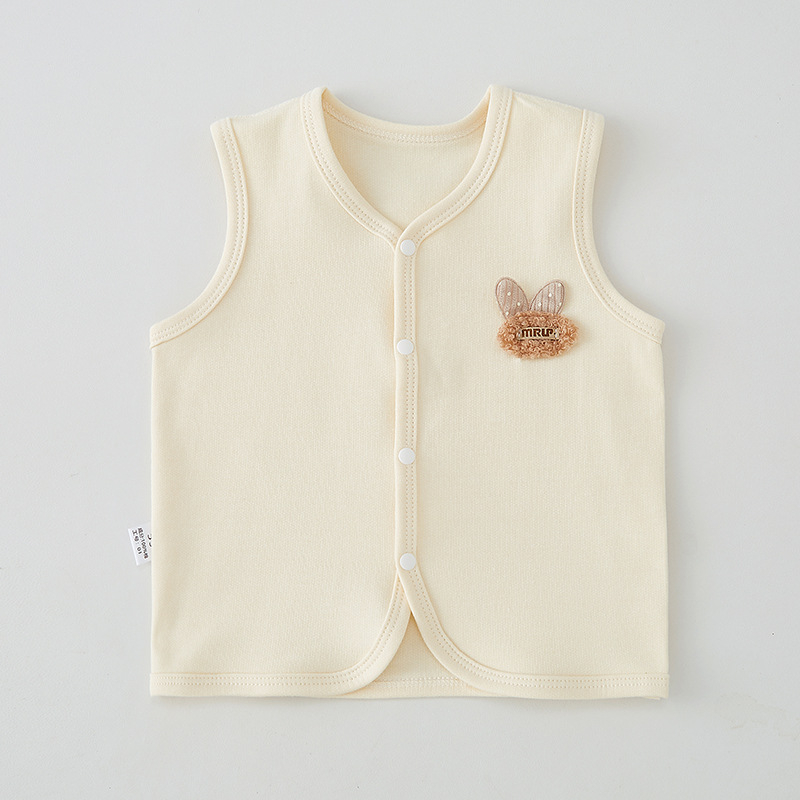 Бебешки памучен елек за пролет и есен, 95% памук, за деца 0–1 г., стил кардиган, подплата памук, едноредово закопчаване, модел едноцветен