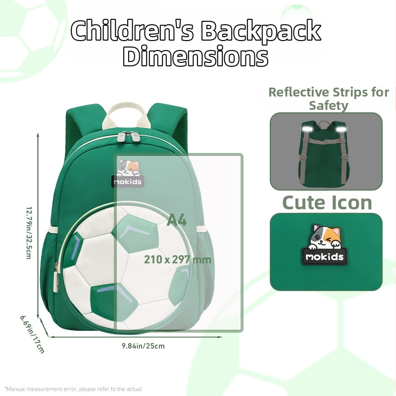 Rucsac pentru grădiniță pentru băieți, MOK, din stofă Oxford ultraușoară, bretea arcuită, pentru copii 3–6 ani